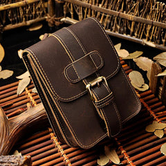 Leather Belt Pouch Mens Waist Bag Small Case for Men