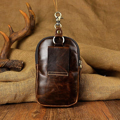 Leather Belt Pouch Mens Waist Bag Small Case for Men