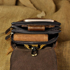 Leather Belt Pouch Mens Waist Bag Small Case for Men