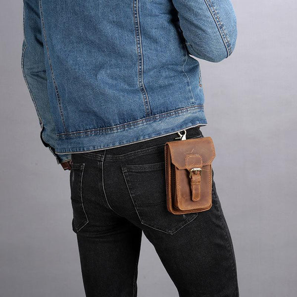 Leather Belt Pouch Mens Waist Bag Small Case for Men - imessengerbags