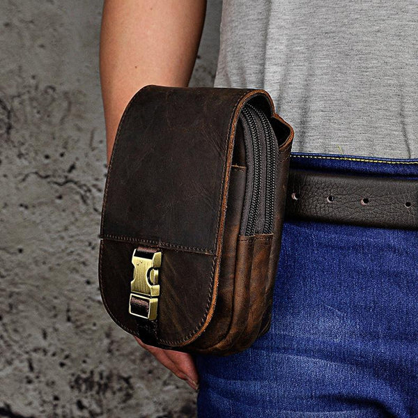 Leather Belt Pouch Mens Waist Bag Small Case for Men - imessengerbags