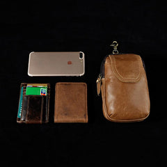 Leather Belt Pouch Mens Waist Bag Small Case for Men