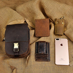 Leather Belt Pouch Mens Waist Bag Small Case for Men