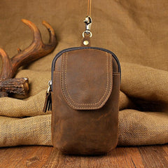 Leather Belt Pouch Mens Waist Bag Small Case for Men