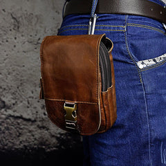 Leather Belt Pouch Mens Waist Bag Small Case for Men