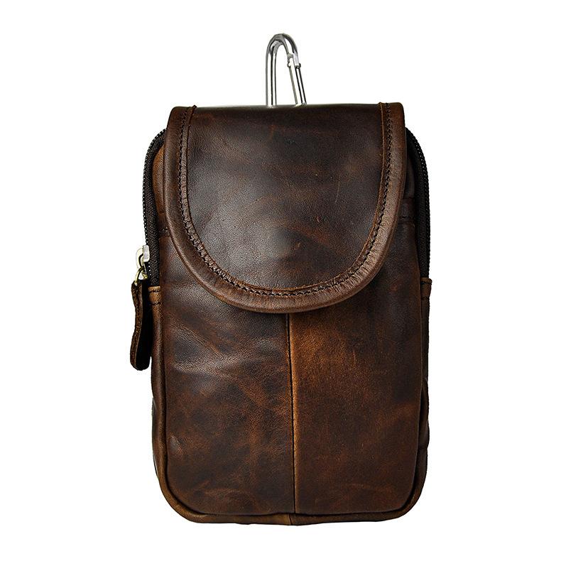 Leather Belt Pouch Mens Waist Bag Small Case for Men
