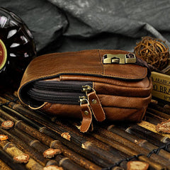 Leather Belt Pouch Mens Waist Bag Small Case for Men
