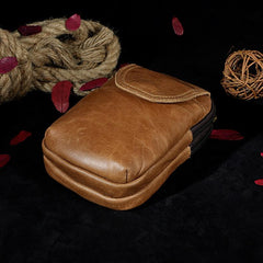 Leather Belt Pouch Mens Waist Bag Small Case for Men