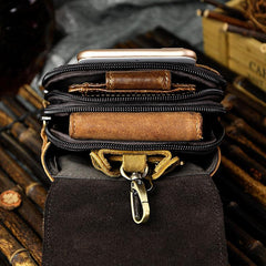 Leather Belt Pouch Mens Waist Bag Small Case for Men