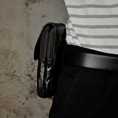 Leather Belt Pouch Mens Waist Bag Small Case for Men