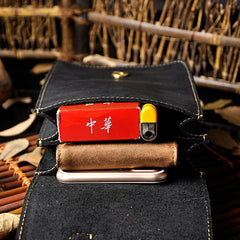 Leather Belt Pouch Mens Waist Bag Small Case for Men