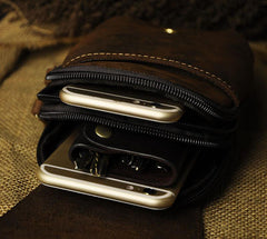Leather Belt Pouch Mens Waist Bag Small Case for Men