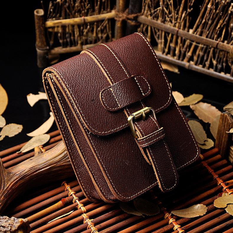 Leather Belt Pouch Mens Waist Bag Small Case for Men