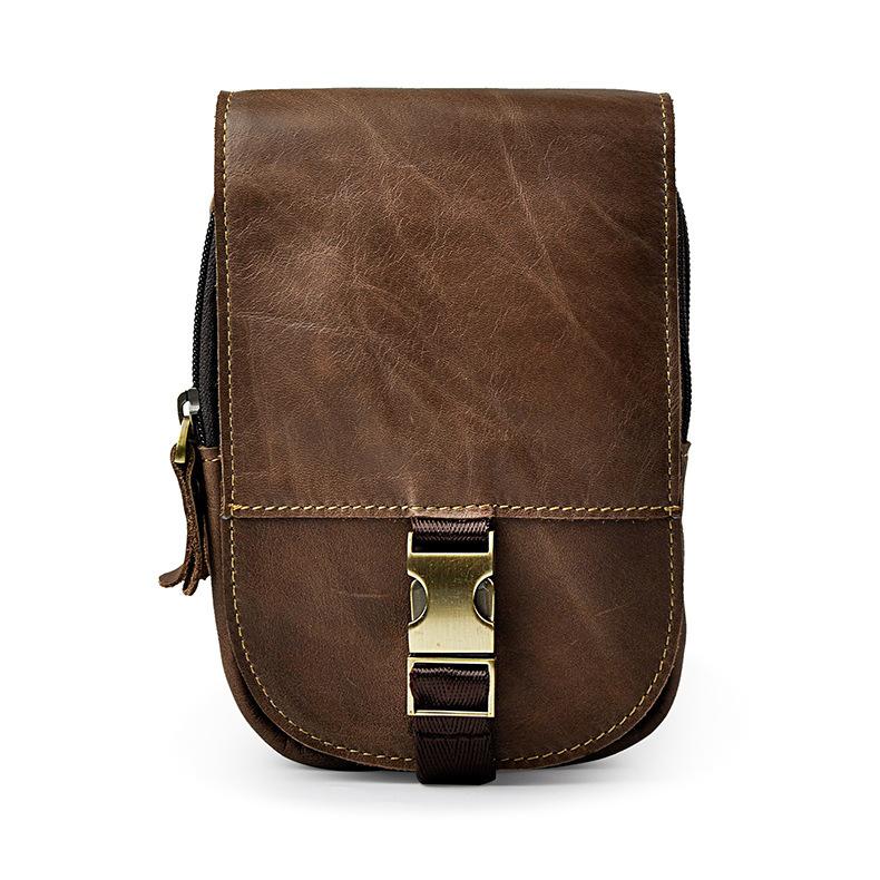 Leather Belt Pouch Mens Waist Bag Small Case for Men