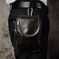 Leather Belt Pouch Mens Waist Bag Small Case for Men