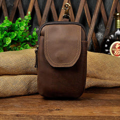 Leather Belt Pouch Mens Waist Bag Small Case for Men