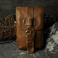Leather Belt Pouch Mens Waist Bag Small Case for Men