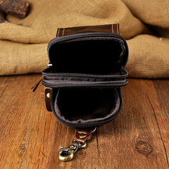 Leather Belt Pouch Mens Waist Bag Small Case for Men
