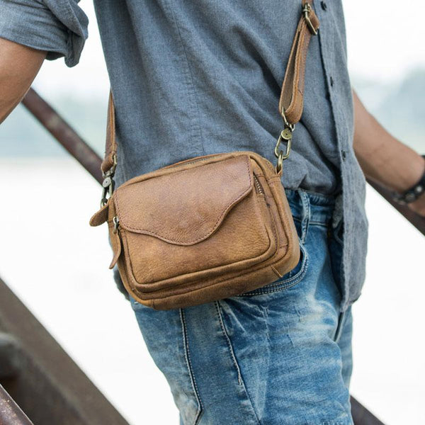 Leather Belt Pouch Phone Case Mens Waist Bag Shoulder Bag for Men