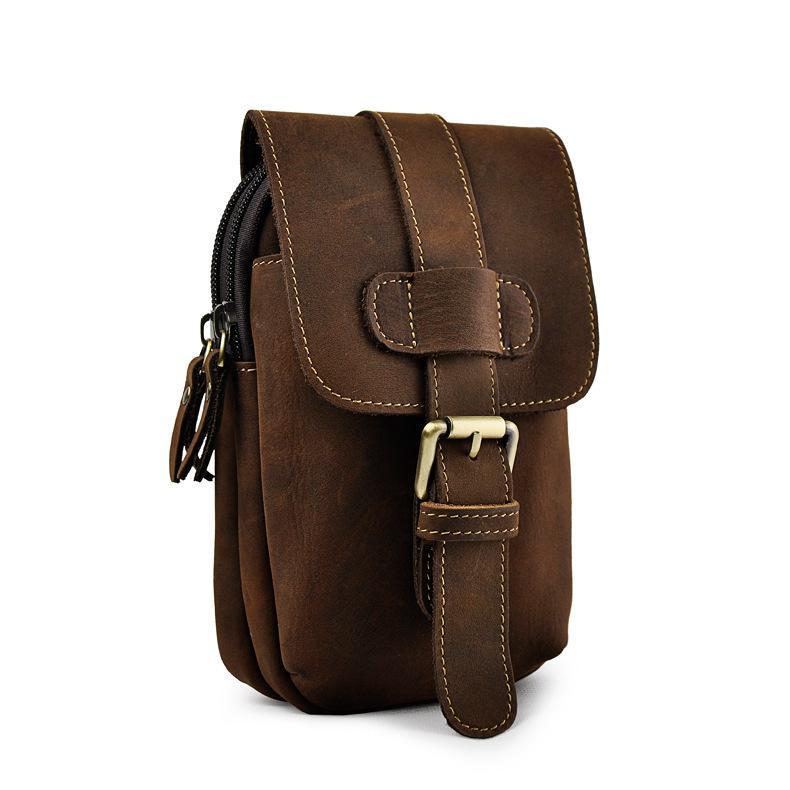Vintage Leather Cigarette Cases Belt Pouches for Men Waist Bag BELT BAG For Men - imessengerbags