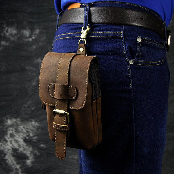 Vintage Leather Cigarette Cases Belt Pouches for Men Waist Bag BELT BAG For Men - imessengerbags
