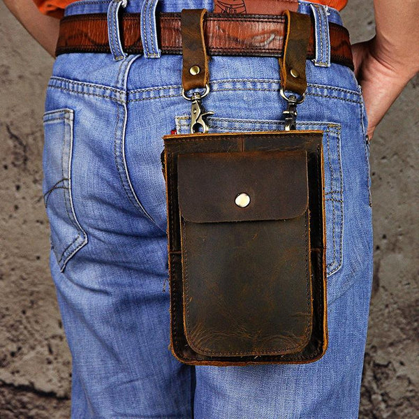 Leather Belt Pouch for Men Waist Bags Cell Phone Holsters BELT BAG Shoulder Bags For Men - imessengerbags