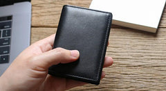 Leather Black Coffee Mens Small Card Wallet Coin Wallet Front Pocket Wallet for Men