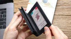 Leather Black Coffee Mens Small Card Wallet Coin Wallet Front Pocket Wallet for Men