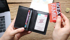 Leather Black Coffee Mens Small Card Wallet Coin Wallet Front Pocket Wallet for Men
