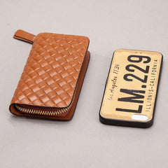 Leather Braided Men Small Key Wallet Bifold Small Keyring Wallet for Men - imessengerbags