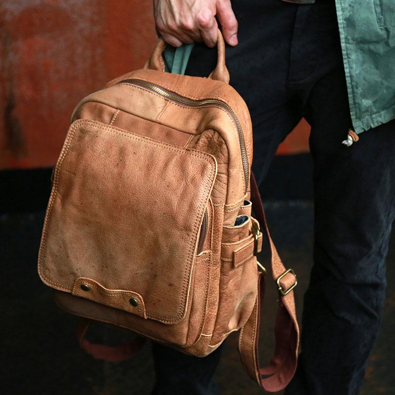 camel leather backpack mens Men's Pebble Grain Backpack, Caramel / One Discretely pack away smaller essentials with the interior zipped pocket Men's Leather (Genuine) Backpacks |
