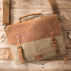 Leather Canvas Messenger Bags for men Vintage Shoulder Bag for men - imessengerbags