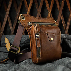 Leather Drop Leg Bag Belt Pouch Mens Waist Bag Shoulder Bag for Men