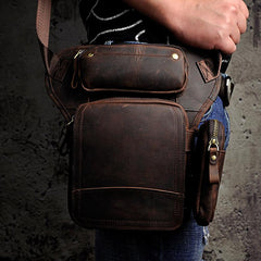 Leather Drop Leg Bag Belt Pouch Mens Waist Bag Shoulder Bag for Men - imessengerbags