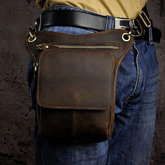 Leather Drop Leg Bag Belt Pouch Mens Waist Bag Shoulder Bag for Men