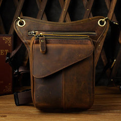 Leather Drop Leg Bag Belt Pouch Mens Waist Bag Shoulder Bag for Men