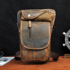 Leather Drop Leg Bag Belt Pouch Mens Waist Bag Shoulder Bag for Men