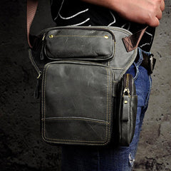 Leather Drop Leg Bag Belt Pouch Mens Waist Bag Shoulder Bag for Men