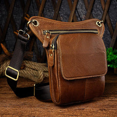 Leather Drop Leg Bag Belt Pouch Mens Waist Bag Shoulder Bag for Men - imessengerbags