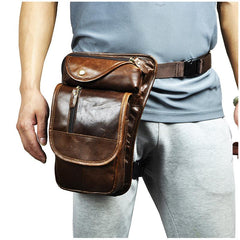 Leather Drop Leg Bag Belt Pouch Mens Waist Bag Shoulder Bag for Men