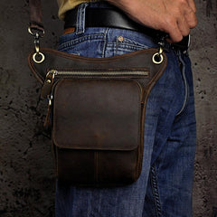 Leather Drop Leg Bag Belt Pouch Mens Waist Bag Shoulder Bag for Men - imessengerbags