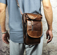 Leather Drop Leg Bag Belt Pouch Mens Waist Bag Shoulder Bag for Men