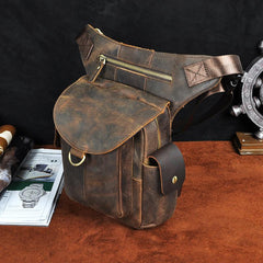 Leather Drop Leg Bag Belt Pouch Mens Waist Bag Shoulder Bag for Men