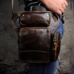 Leather Drop Leg Bag Belt Pouch Mens Waist Bag Shoulder Bag for Men