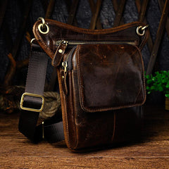 Leather Drop Leg Bag Belt Pouch Mens Waist Bag Shoulder Bag for Men