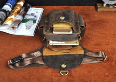 Leather Drop Leg Bag Belt Pouch Mens Waist Bag Shoulder Bag for Men