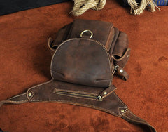 Leather Drop Leg Bag Belt Pouch Mens Waist Bag Shoulder Bag for Men