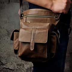 Leather Drop Leg Bag Belt Pouch Mens Waist Bag Shoulder Bag for Men