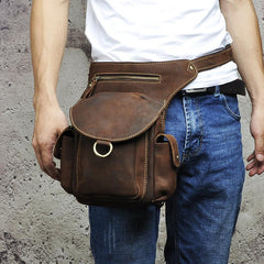 Leather Drop Leg Bag Belt Pouch Mens Waist Bag Shoulder Bag for Men