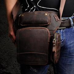 Leather Drop Leg Bag Belt Pouch Mens Waist Bag Shoulder Bag for Men